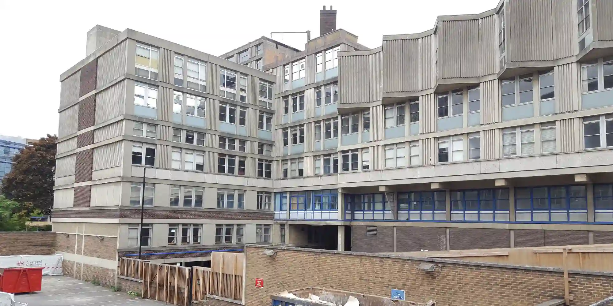 Image of temporary works supporting facade retention of Grade I listed building